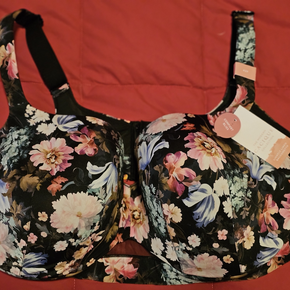 Cacique Black Floral Women's Bra